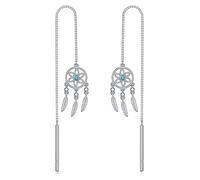 Silver Threader Earring Dangle Drop Tassel Pull Through Earrings for Women