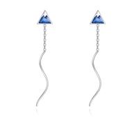 Silver Threader Earring Dangle Drop Tassel Pull Through Earrings for Women