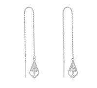 Silver Threader Earring Dangle Drop Tassel Pull Through Earrings for Women