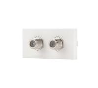 Silver Twin F Type Modulo satellitare 25 mm x 50 mm - Doppia presa coassiale tipo F per cavi satellitari e coassiali - Piastra frontale Euro AV clip in UK modulare Wall Plate