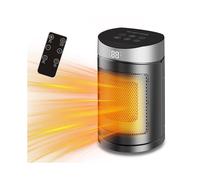 (Silver, UK) Space Heater for Home, Touch Screen Remote Control Desktop Electric Heater, Small Sun Warmer, Quiet Fast Heating