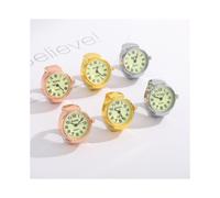 (Silver) Vintage Bronze Tone Ring Watch Elastic Band Quartz Finger Watch Women