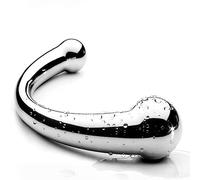 Silver Waterproof Double-Ended Stainless G-Spot Stimulator Anal Plug Wand for Women & Men M,18oz Ergonomic