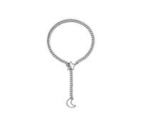 (Silver) Women Punk Rock Slip Chain Necklace Heart O Rings Embellishments Adjustable Y Shape Designs for Daily Casual Wear silver gold silver
