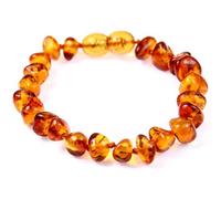 SilverAmber Jewellery Cavigliera in ambra baltica grezza o lucidata, realizzata a mano, 100% vera ambra - qualità premium - cognac, mix, limone, miele, ciliegia o ombre - dimensioni 12 - 27 cm, 12-25