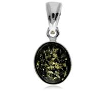 SilverAmber Jewellery Ciondolo classico in vera ambra baltica e argento sterling senza catena - 396, 2.4 x 1.1 cm, Argento sterling, Ambra verde