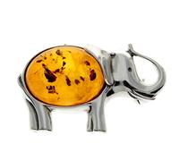 SilverAmber Jewellery Genuine Baltic Amber & Sterling Silver Exclusive Elephant Brooch - 4010