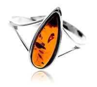 SilverAmber Jewellery Gran Bretagna - Vera ambra baltica e argento sterling 925 classico anello di design regolabile - G404CA