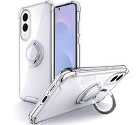 Silverback Cover per Samsung Galaxy S25 Edge, custodia con supporto ad anello rotante a 360 gradi, custodia sottile in TPU morbido antiurto - trasparente