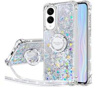Silverback Cover per Samsung Galaxy S25 Edge, per ragazza in silicone glitterato, con supporto, liquido gel custodia protettiva - argento
