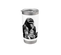 Silverback Gorilla Silver Primate Ape Bicchiere termico in acciaio inox doppia parete
