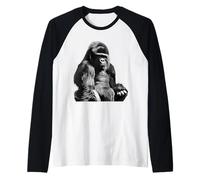 Silverback Gorilla Silver Primate Ape Maglia con Maniche Raglan