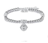 Silverbracele, Bracciale per Donne, Bracciale di Bracciale in Argento Regolabile, Donne 925 bracciali Argento Perle d'Argento Vintage Perline di Bracciale gelidi braccialette di Gioielli in