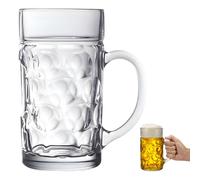 SilverChry Bicchiere da succo in vetro, 1 litro, grande bicchiere da birra con manico, ideale per bevande fredde