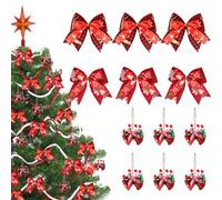 SilverChry Campane di Natale, Ampanellini di Natale, Campane Albero di Natale, Campane di Natale Vintage, per Decorazioni e Regali Dell'Albero di Natale, 6 Campanelle per Albero di Natale + 6 Fiocchi