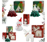 SilverChry Candele Natalizie Lumini *4 Pezzi, Candele Profumate Natalizie, Candele Profumate Set, Candela Albero di Natale Decorazioni, Albero Natale, Alci, Pupazzo di Neve, Bellissima Confezione