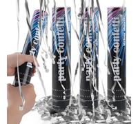 SilverChry Cannone Spara Coriandoli *4pcs, Tubo Spara Coriandoli Festa, Coriandoli Cannoni Popper, Tubi Coriandoli Compleanno, Cannoni Coriandoli Matrimonio, Sparacoriandoli per Laurea Tubo (Argento)