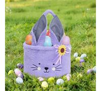SilverChry Cestino Pasqua con Orecchie da Coniglietto, Perfetto per la Caccia alle Uova di Pasqua,Cestini Pasquali, Easter Egg Basket,Regalo per la Decorazione Pasquale (Viola A)