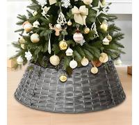 SilverChry Collare per Albero di Natale, Copri Base Albero di Natale 60x40cm, Gonna per Alberoo di Natalizio Tronco con Paillettes, Christmas Tree Collar-Decorazioni Natalizie Casa (Grigio)