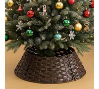 SilverChry Collare per Albero di Natale, Copri Base Albero di Natale 60x40cm, Gonna per Alberoo di Natalizio Tronco con Paillettes, Christmas Tree Collar-Decorazioni Natalizie Casa (Marrone)