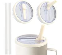SilverChry Coperchi di Ricambio Riutilizzabili per Bicchieri da 40 oz, 2 PCS Coperchio per Cannuccia per Tazza Stanley, Coperchi Sostituibili con Cannuccia (Bianco)