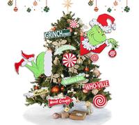 SilverChry Grinch Decorazione Natale 12 Pezzi, Mostro dai Capelli Verdi, Decorazioni per il Corpo degli Elfi, Adatti per Decorazioni Natalizie, per la Casa e per le Feste (12 Pezzi)