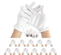 SilverChry Guanti in Cotone, 12 Paia di Guanti Idratanti in Cotone Bianco, White Gloves, Riutilizzabili, Combattono La Secchezza Delle Mani e La Dermatite. Taglia L (L)
