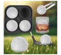 SilverChry Ice Cubes Golf Ball - Stampo per cubetti di ghiaccio 3D con coperchio a imbuto, in silicone, per gelato, whisky, cocktail, succhi di frutta, gelato, candela (1, grigio, 4 golf)