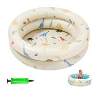 SilverChry Piscina Gonfiabile Bambini, Piscinetta Gonfiabile Bambini, Dinosauro Piscinetta Neonato Spiaggia à Double Anneau avec Fond à Bulles Gonflable, Estivi Giardino Esterno Piscina Baby 90x25cm