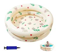 SilverChry Piscina Gonfiabile Bambini, Piscinetta Gonfiabile Bambini, Piscinetta Neonato Spiaggia à Double Anneau avec Fond à Bulles Gonflable, Estivi Giardino Esterno Piscina Baby (Orso)