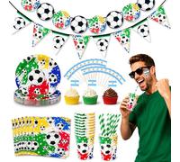 SilverChry Set di 151 Stoviglie per Feste a Tema Calcio, con 100 Stuzzicadenti Bandiera, per la Coppa del Mondo 2026, Partite di Calcio, Campionato Europeo, Olimpiadi e Feste nei Bar (Argentina)