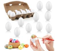 SilverChry Uova di Pasqua da dipingere, confezione da 10 uova di polistirolo, altezza 6 cm, diametro circa 4 cm, uova di plastica da riempire, per decorazioni pasquali, fai da te, regalo (10, ovale)
