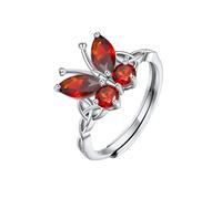 SILVERCUTE Anello donna argento 925 farfalla nodo celtico anello regolabile con pietra portafortuna rossa luglio rubino zirconia cubica regalo compleanno natale