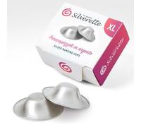 Silverette the original coppette paracapezzoli in argento 925 per l'efficace protezione del capezzolo durante l'allattamento (taglia XL). Anatomiche con apice arrotondato. 1 Confezione 2 pezzi