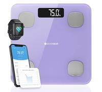 Silvergear® Bilancia Impedenziometrica | Bilancia Pesapersone Digitale | Bilancia Impedenziometrica Bluetooth Con App | Bilancia Smart Per Analisi Corporea, Massa Muscolare & BMI | 27x27cm | Viola