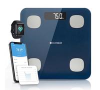 Silvergear® Bilancia per grasso corporeo | Bilancia pesapersone digitale | Bluetooth con app | Smart Bilancia per analisi del corpo, massa muscolare, BMI, peso, acqua, proteine, peso osseo, BMR | blu