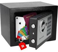 Silvergear® Cassaforte a Muro con Codice da Cifre | Cassaforte Elettronica di Sicurezza con Serratura Digitale | Mini Cassaforte in Acciaio con 2 Chiavi per Contanti e Gioielli | 17x23x17cm | Nero