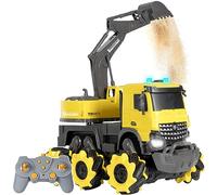 Silvergear® Escavatore Radiocomandato per Bambini | RC Escavatore con Braccio Mobile | Portata 30 m | LED & Effetti Sonori | 10 km/h | Veicolo da Cantiere RC