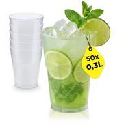 Silverkitchen 50 bicchieri da cocktail da 0,3 l, riutilizzabili, impilabili, lavabili in lavastoviglie, per cocktail e long drink, senza BPA con tacchino, Made in Germany