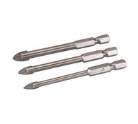Silverline - Punte da trapano con codolo esagonale per vetro e piastrelle 3 p.zi