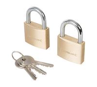 Silverline 307578 307578-Lucchetto con Chiave, 40 mm, Confezione da 2, Ottone, Taglia unica