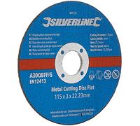 Silverline Tools Dischi da taglio piatti per metallo 447131, 115 x 3 x 22,23 mm, confezione da 10