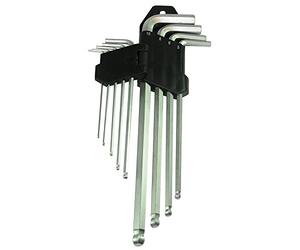 Silverline 675323 Expert Set di Chiavi Esagonali a Capo Sferico, 9 Pezzi, 1.5-10 mm