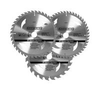 Silverline, Lame per seghe circolari in TCT da 24, 40, 48 denti 3 p.zi (205 x 30 - anelli di riduzione 25,18,16 mm) (408979)