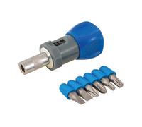 Silverline Set di cacciavite a cricchetto tozzo con 6 inserti