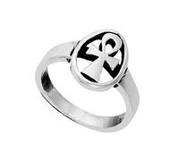 Silverly Anello Ankh Ovale in Argento Sterling per Uomo | Anello da Donna in Argento Massiccio 925 con Croce Egizia Antica | Anelli Traforati Crux Ansata | Regalo Simbolo Cristiano