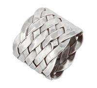 Silverly Anello Argento 925 A Fascia Spesso Maglia Intrecciata