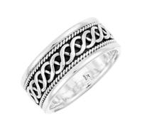 Silverly Anello Argento Sterling Ossidato a Fascia 8,2 mm Nodo Celtico Eternitá