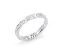 Silverly Anello Dell'eternità in Argento Sterling con Zirconi Cubici Incastonati a Canale per Donna | Anello NUZIALE con Zirconi Scintillanti in argento 925 | Anelli Impilabili Classici Sottili