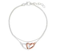 Silverly Bracciale dell'Amicizia Argento 925 Placcato Oro Rosa Doppio Cuore